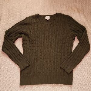 Cable Knit Sweater in Olive Green